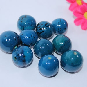 20 Light blue Bombona Balls - Seeds, Big Size, 2 - 2.5 cm. Approx. Top Drilled. Natural Jewelry Making Supplies. Free Shipping