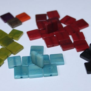 Tagua Square Beads. 20 Multicolored Pieces.
