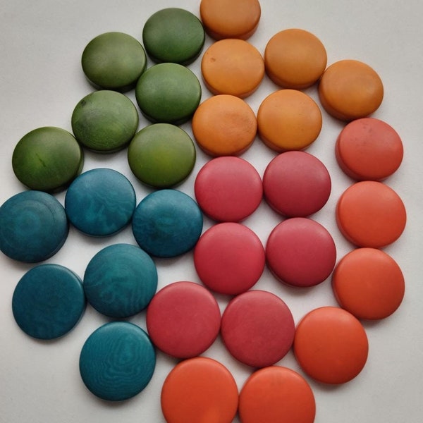 Tagua Bead Round Coin Shape in 5 colors | 2 cm.| Eco Ethical Jewelry Making Carving Woodwork | 20 Tagua Beads Vertical Top Drilled Seed Bead