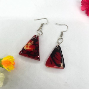 Tagua Earrings. Red earrings in Tagua - Vegetable ivory nut fom Colombia. Handmade. Natural Jewelry, Sustainable Jewely Ethical Jewelry