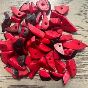 Tagua Triangle Beads. 120 Red Pieces