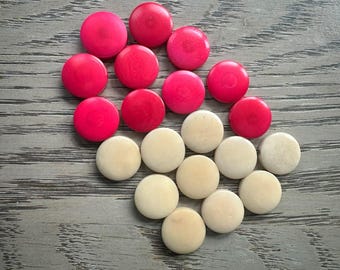 Tagua Nut Seed Beads 20 Round Coin Beige and Pink 2cm. approx.  Side Drilled  Handmade in Colombia Jewelry Making Sustainable Eco Natural