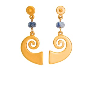 Pre-Columbian Muisca Spiral Earrings. Colombia- 24K Gold Plated, Pre Columbian Jewelry, Handcrafted Jewelry from Colombia