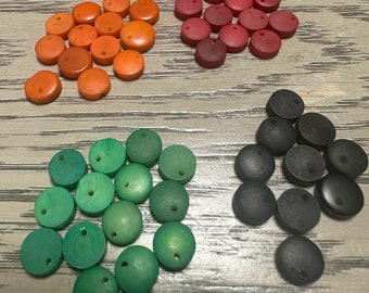 20 Mini discs, round beads of tagua in 4 colors. Top Drilled. Size: 1 cm. approx. Eco Jewelry Making Supplies from Colombia. Free Shipping