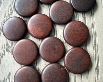 Tagua Nut Seed Beads 15 Round Coin Beads in Brown 2cm. approx. Jewelry Making Side Drilled Sustainable Eco Natural Carving Woodwork Beading