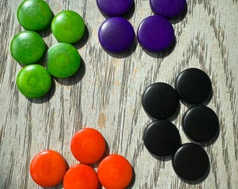Multicolor Tagua Nut Seed Beads Set of 20 Round - Coins in 4 Colors 2cm. approx.  Side Drilled  Handmade Jewelry Making Sustainable Natural