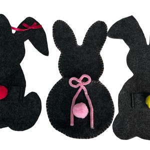Easter Bunny Gray Silverware Bags Set.