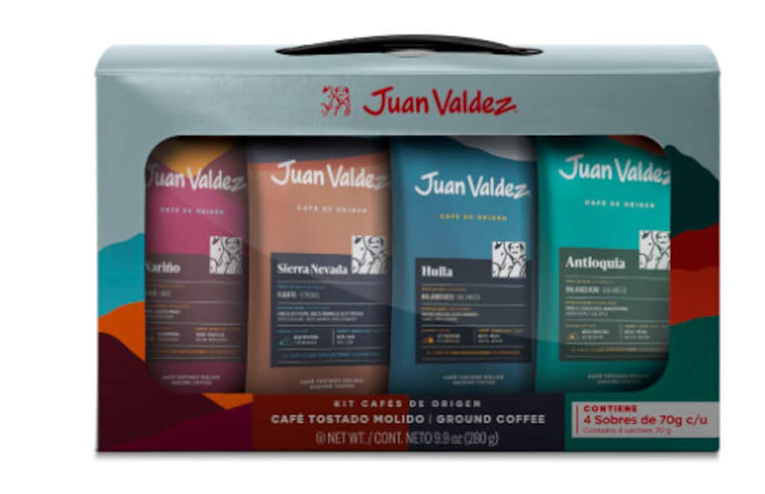 Juan Valdez Coffee of Origin Colombian Ground Coffee Kit X 4 Sachets 280 G Coffee Sampler Gift Specialty Coffee Lover Gift Box 4... 