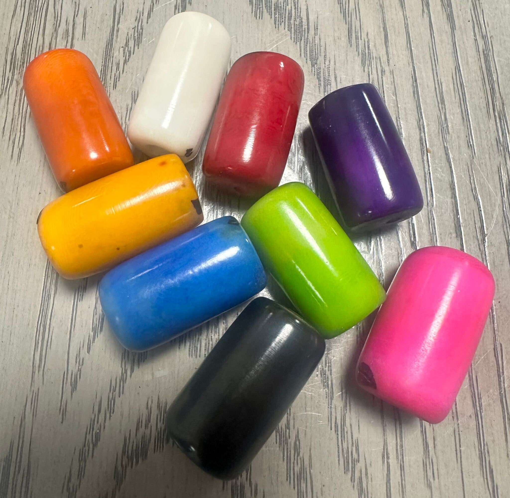 Tagua Beads Cylinder 24 Tagua Cylinders in 8 Colors (Beige color is out of stock) | 3.5x2 cm. approx. Seed Beads Sustainable Jewelry Making