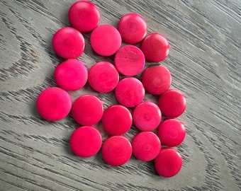Tagua Nut Seed Beads 15 Round Coin Beads in Pink 2cm. approx. Jewelry Making Side Drilled Sustainable Eco Natural Carving Woodwork Beading
