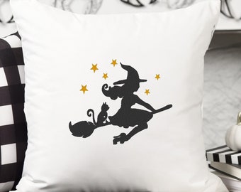 Witch machine embroidery design. Halloween embroidery