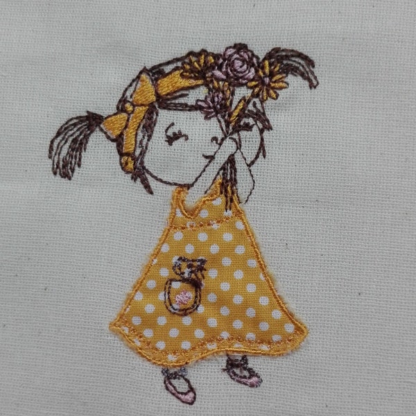 Little girl applique.  Set of  two machine embroidery designs