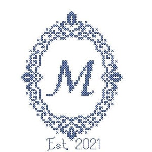 Monogram  frame embroidery design. Personalized machine embroidery  and hand embroidery PDF design