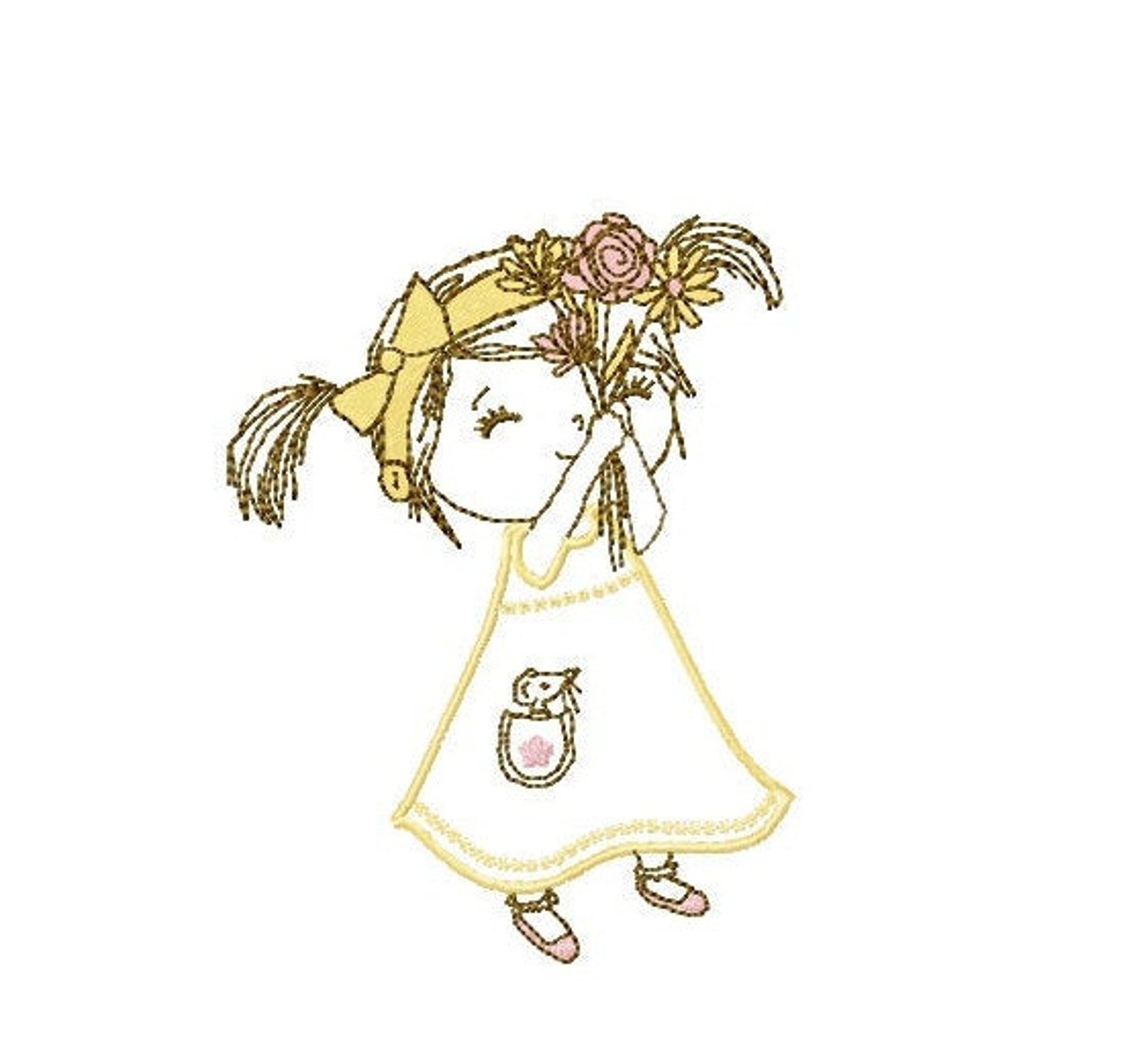 Little Girl Applique. Set of Two Machine Embroidery Designs Etsy