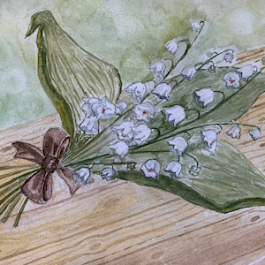 Lily of the valley. Original watercolor painting.
