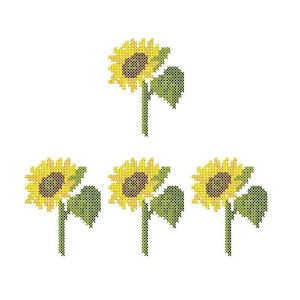 Sunflower cross stitch. Set of two cross stitch designs. Machine embroidery and PDF pattern for hand embroidery