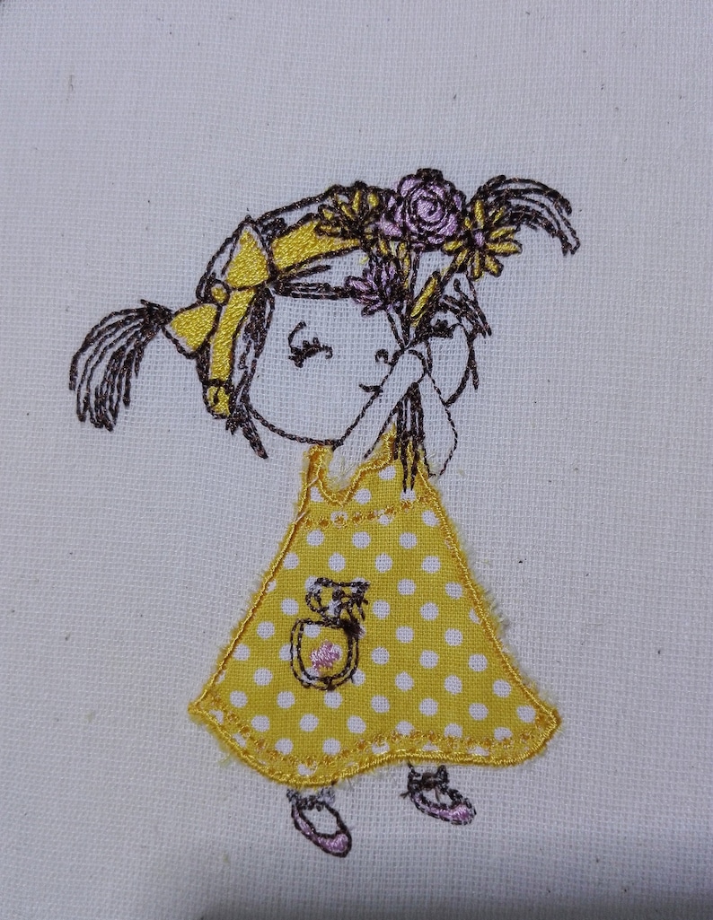 Little Girl Applique. Set of Two Machine Embroidery Designs Etsy