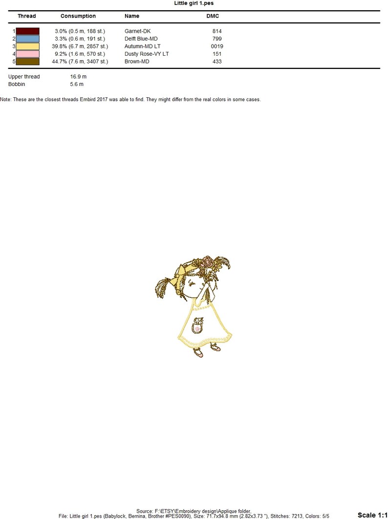 Little Girl Applique. Set of Two Machine Embroidery Designs Etsy