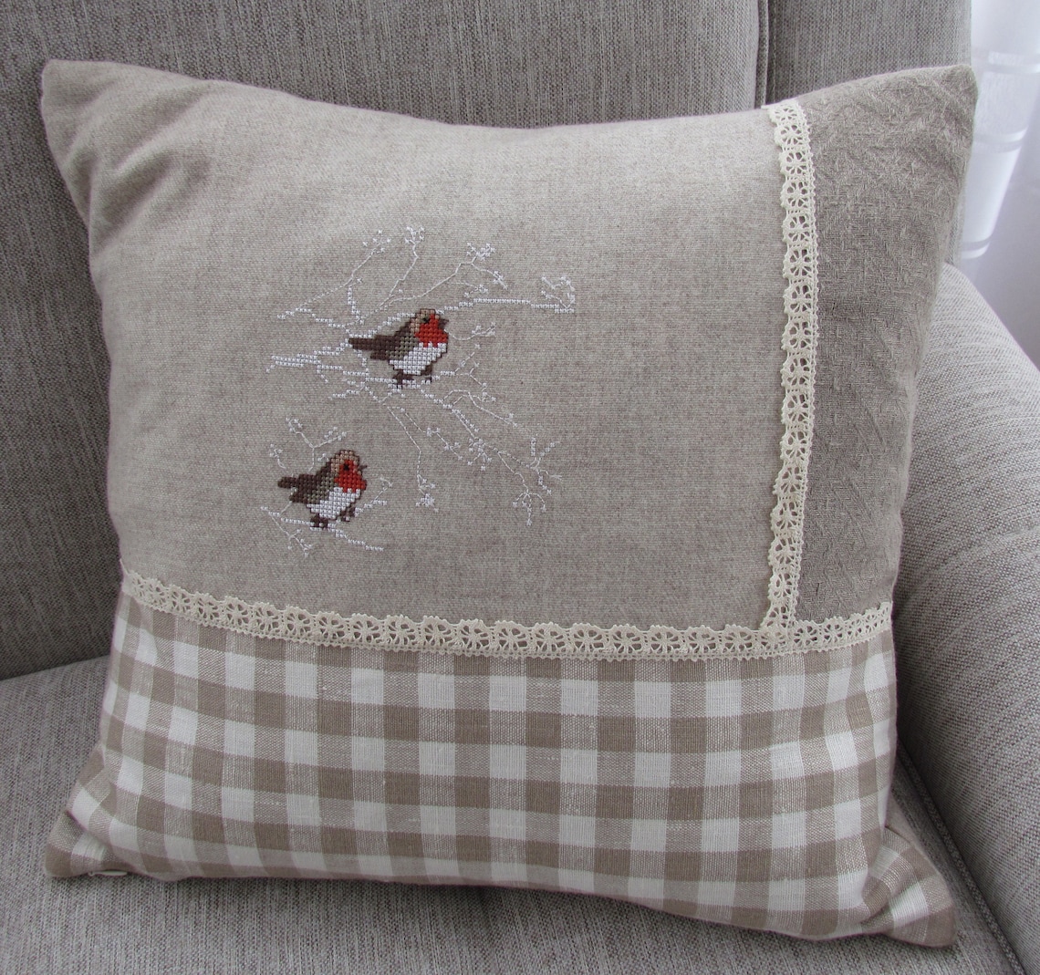 Cross stitch pillow cover. Decorative embroidered pillow cover Etsy