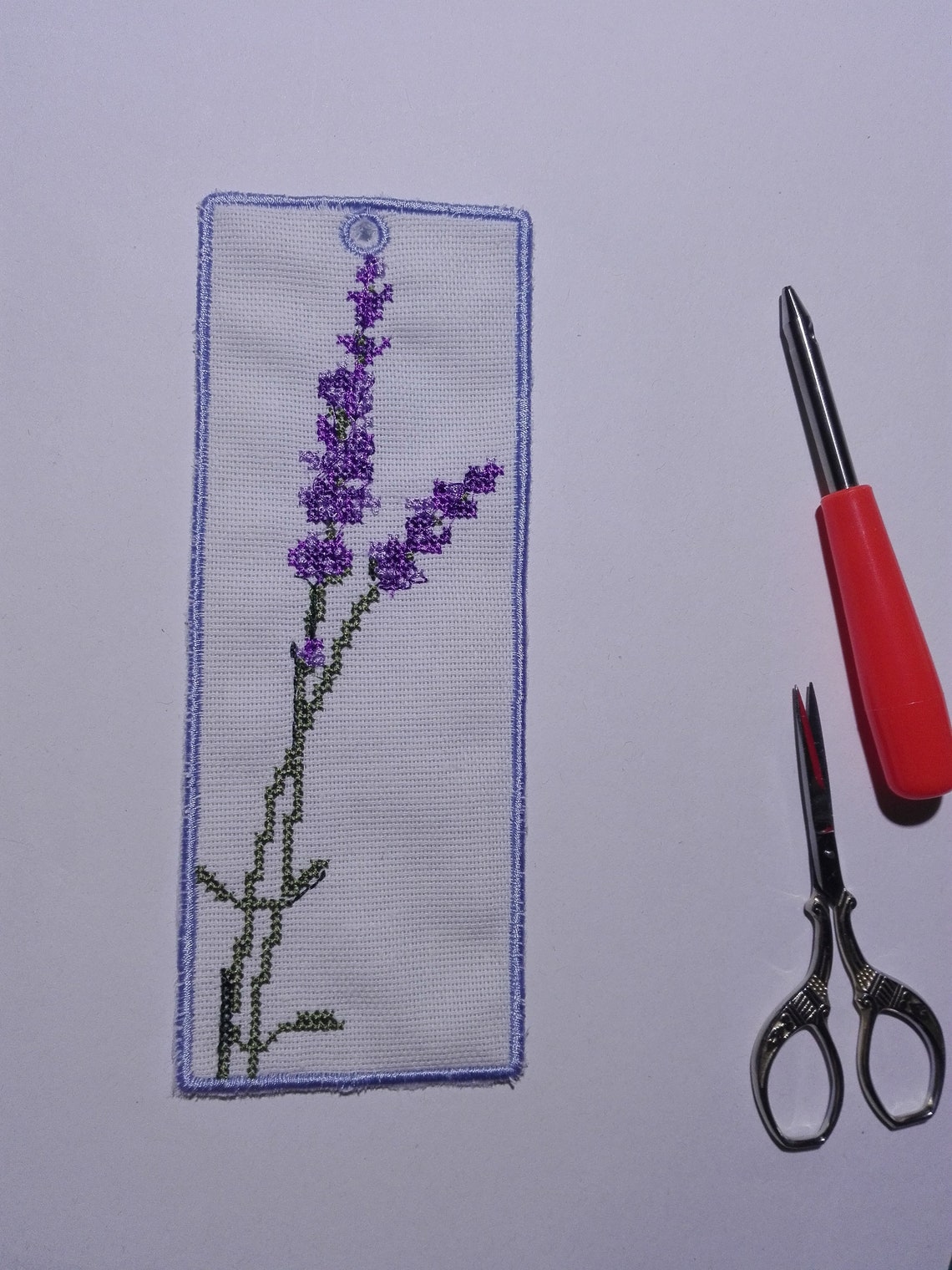 Lavender bookmark. Cross stitch lavender. Machine embroidery Etsy