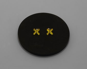 Earrings from yellow mirror acrylics Plexiglas with silver studs - Laser cut earrings - Cross earrings