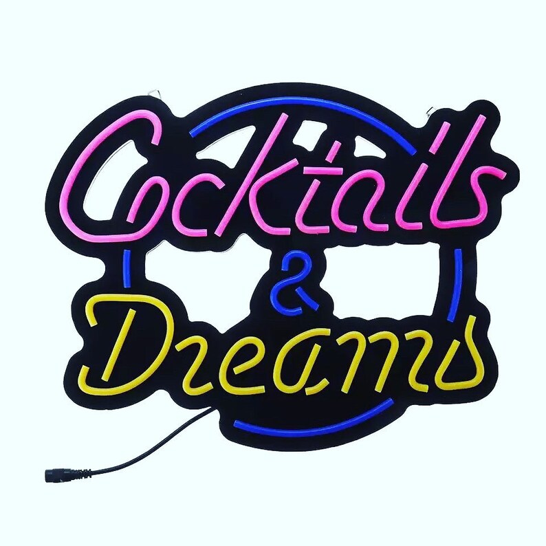 Cocktails and Dreams Neon Sign Etsy