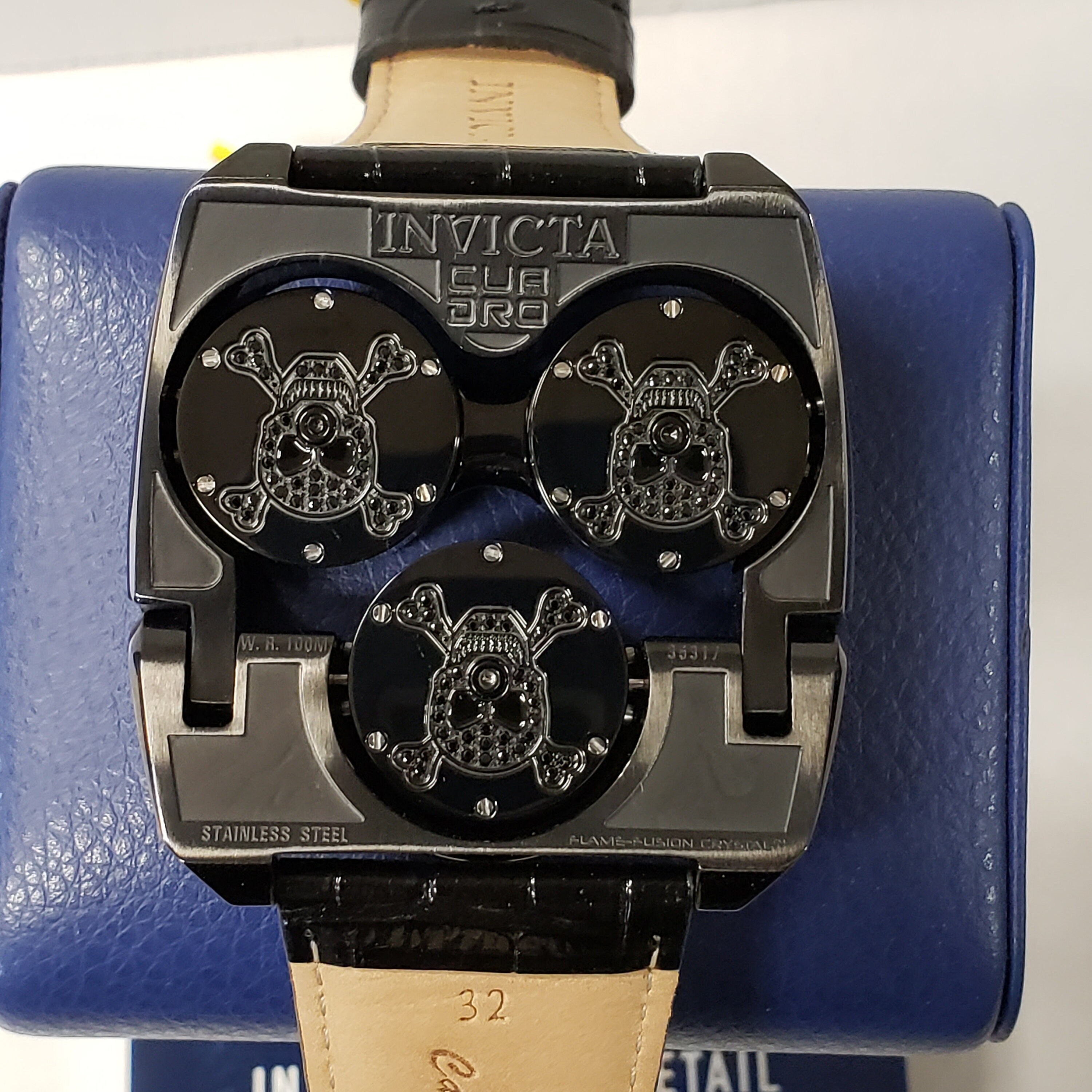 Invicta Cuadro 58mm Swiss Quartz Tri-time Leather Strap Watch - Etsy