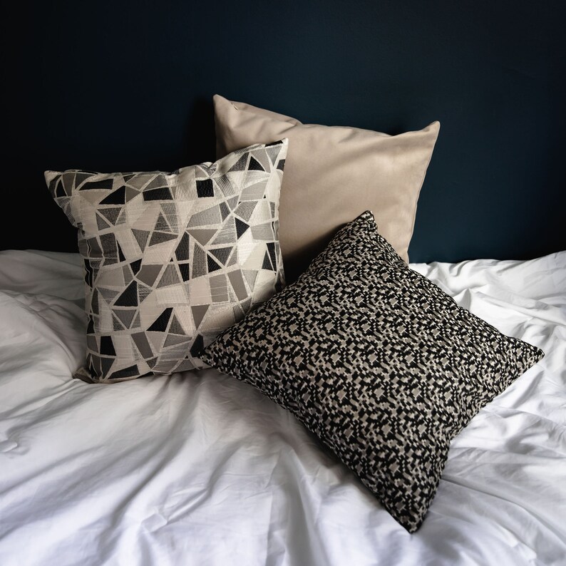 Black and Gray Pillow Cover Modern Throw Pillow Cover Cushion Cover Etsy