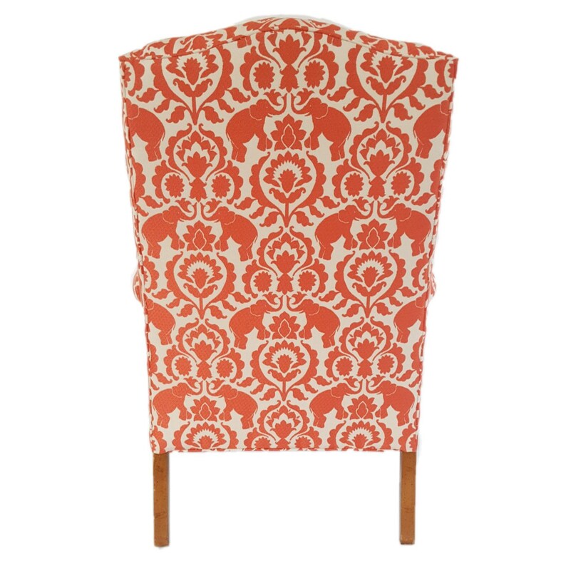 Coral Damask Print Wingback Chair SOLD Etsy Canada