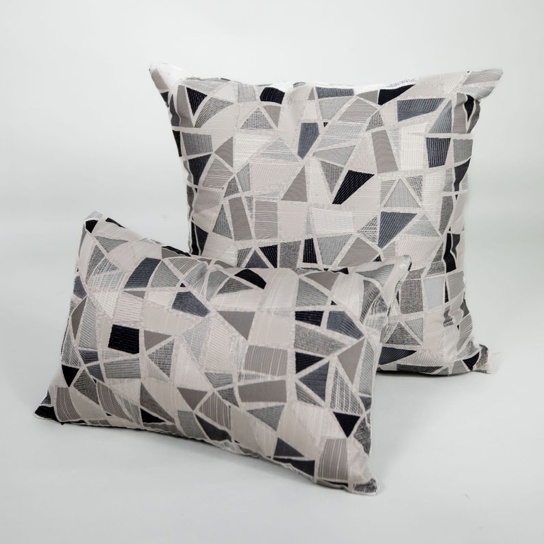 Black and Gray Pillow Cover Modern Throw Pillow Cover Cushion Cover Etsy