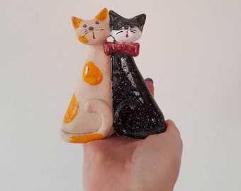 Pottery Cats Small Figurine