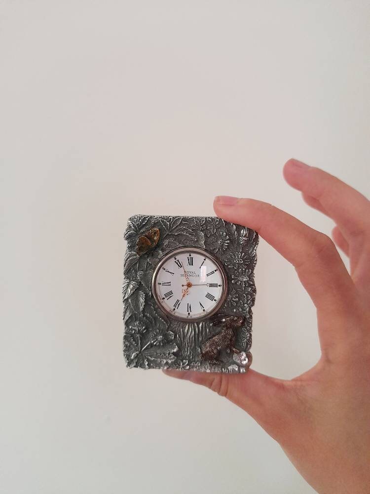 Small Metal Clock Royal Selangor Pewter Etsy
