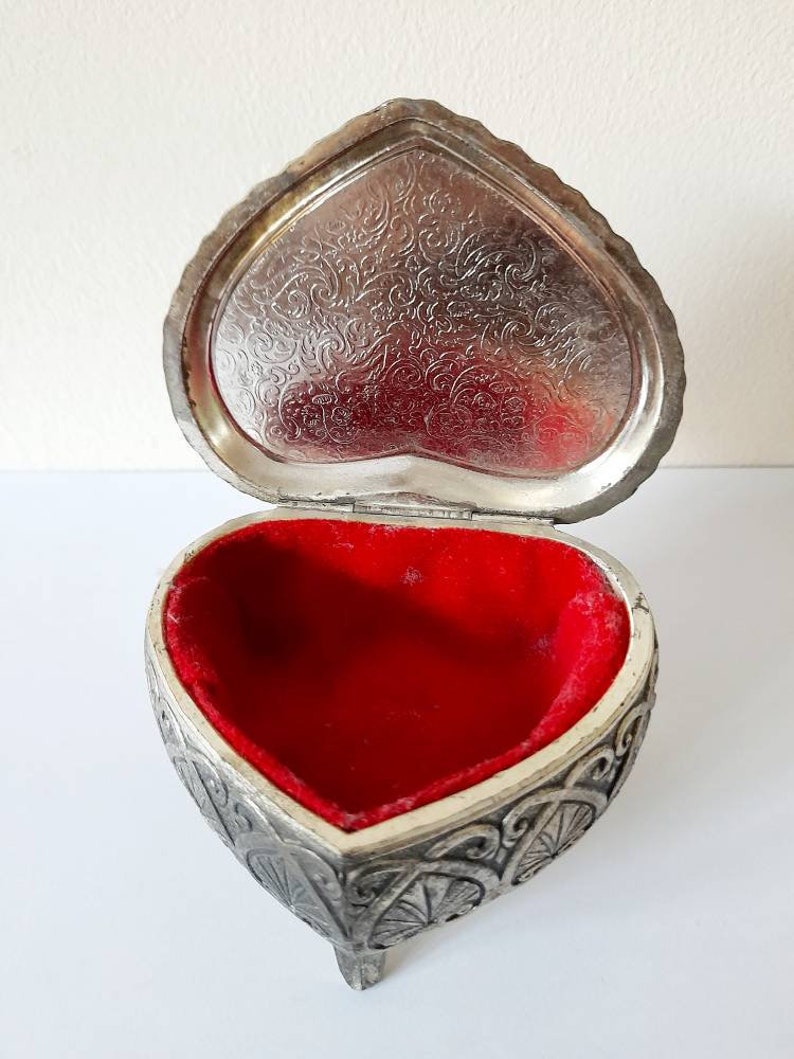 Ornate Metal Jewelry Box Embossed Textured Trinket Box Etsy UK