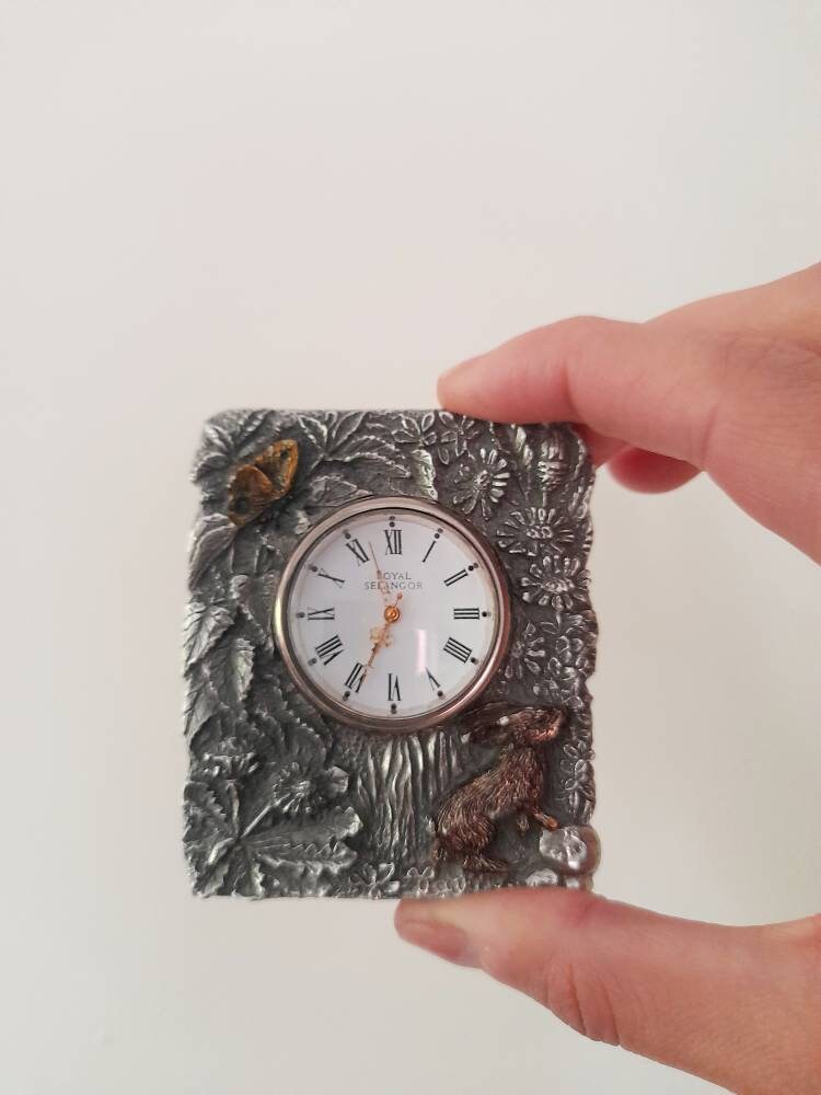 Small Metal Clock Royal Selangor Pewter Etsy