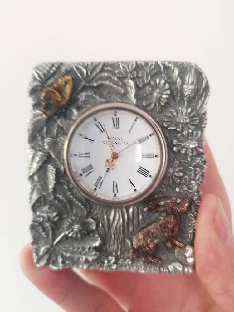 Small Metal Clock Royal Selangor Pewter Etsy