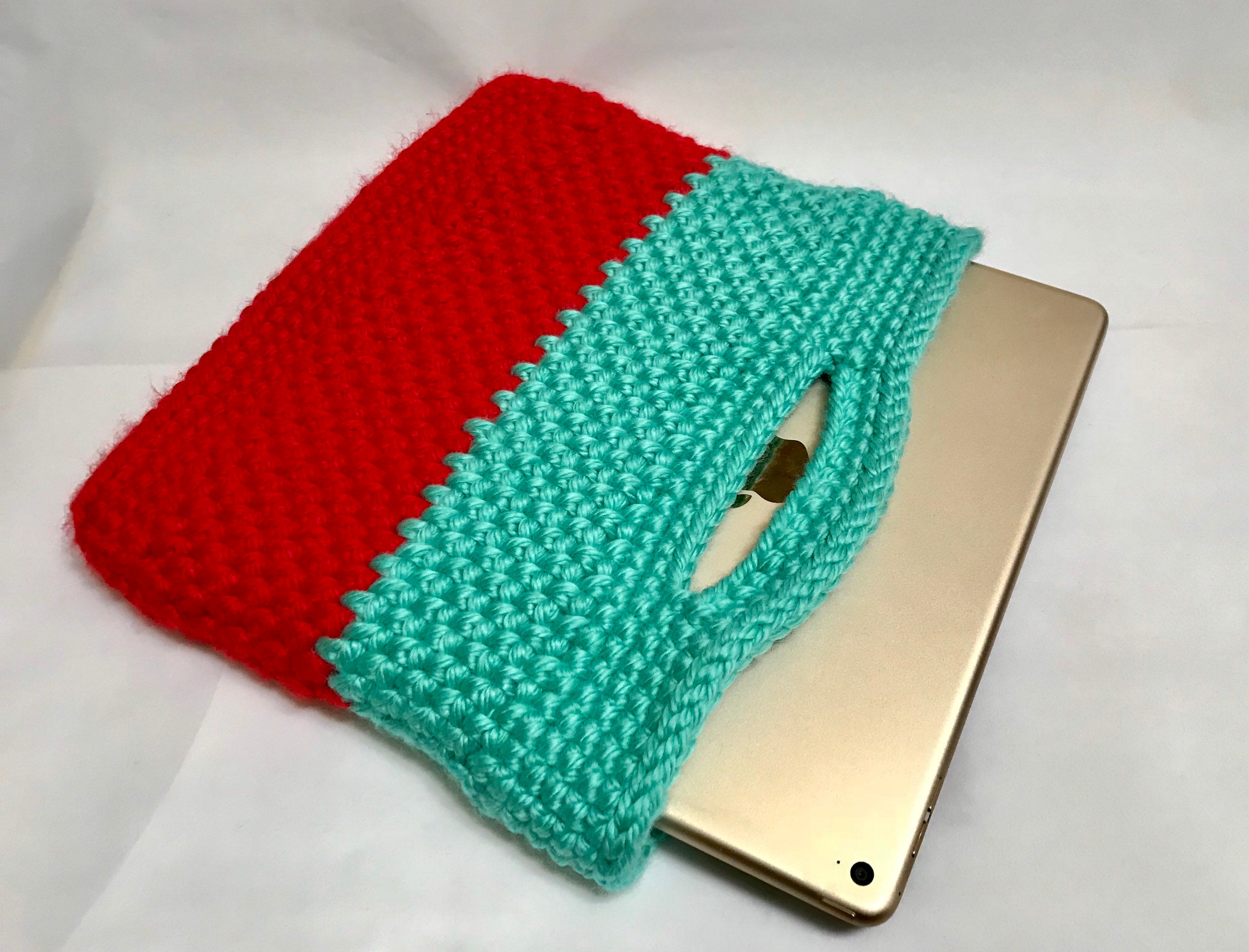 Colorful Crocheted Ipad Protector Case Turquoise and Red Etsy UK