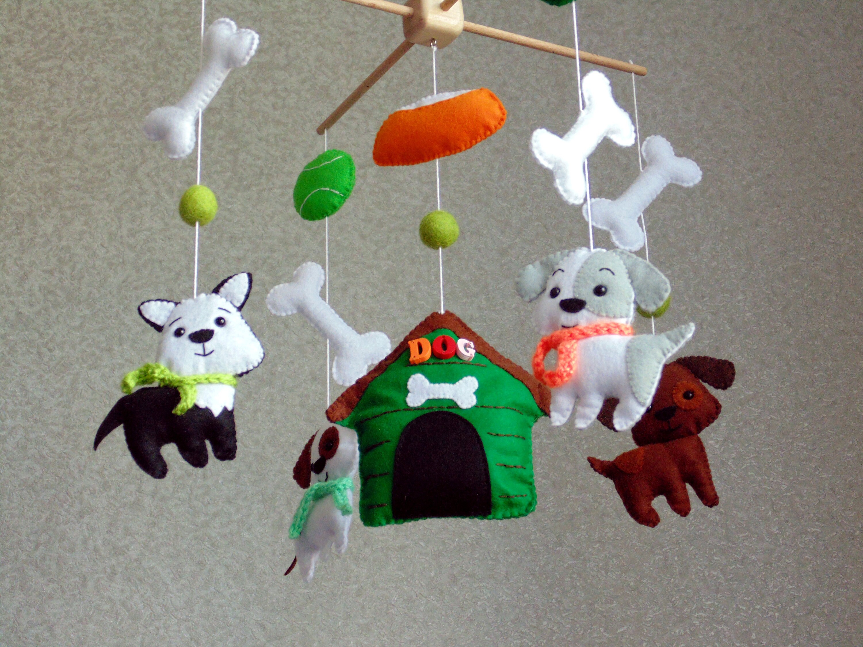 Felt dog mobile Felt baby mobile Puppy mobile Nursery mobile Etsy