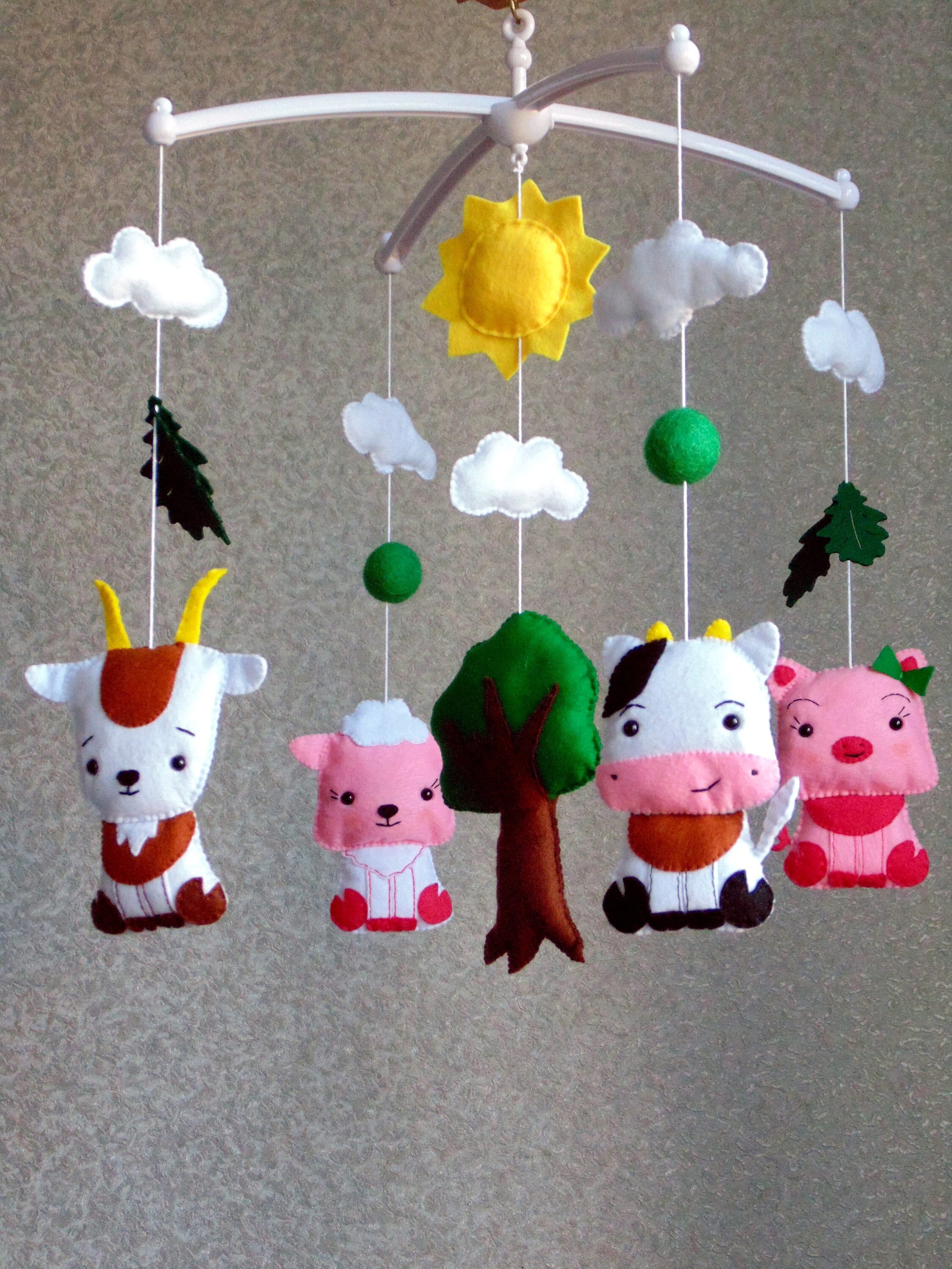 Baby crib mobile Farm animals decor Farm baby mobile Farm Etsy