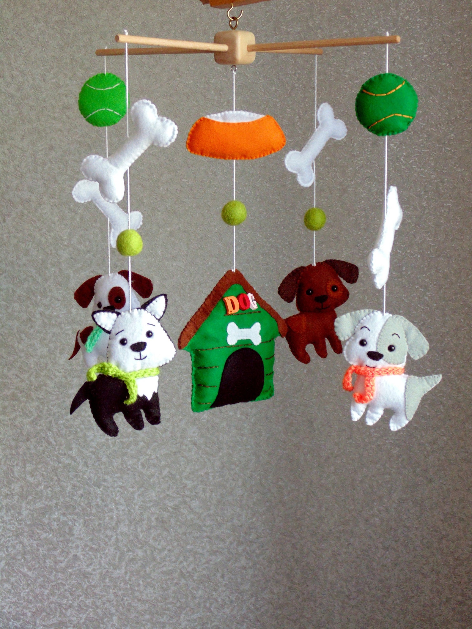 Felt dog mobile Felt baby mobile Puppy mobile Nursery mobile Etsy