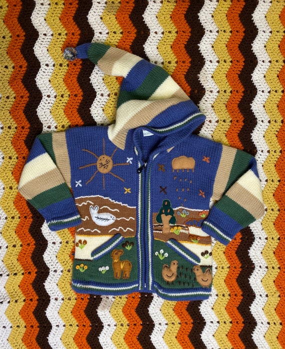 Vintage Peruvian cardigan sweater pima cotton andean inca sweater made in Peru handmade sweater Earth Tones Santa Fe tribal festival jacket