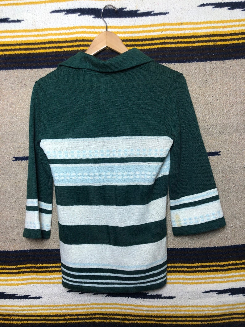 Size 12 Made in USA Vintage 1970s Stage 7 Blouse 34 Sleeve Collard Top