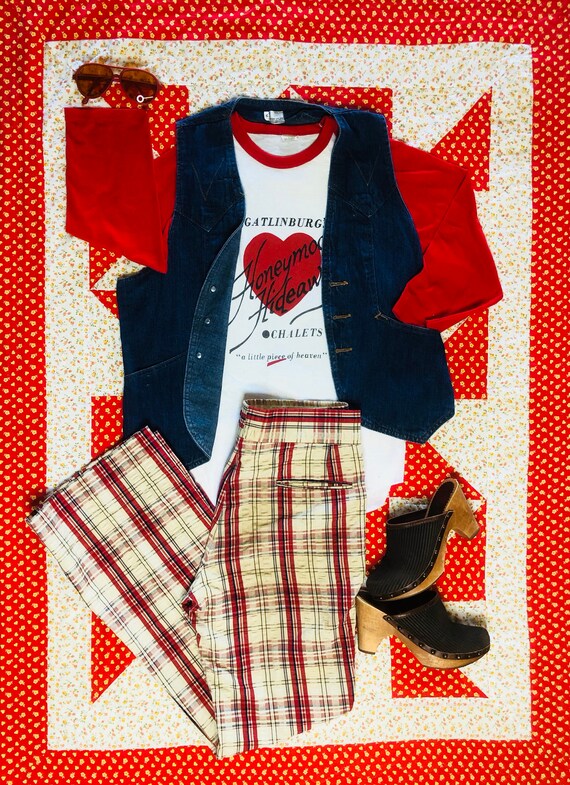 Vintage 70s Clubman Plaid Bell Bottoms | Plaid Pan