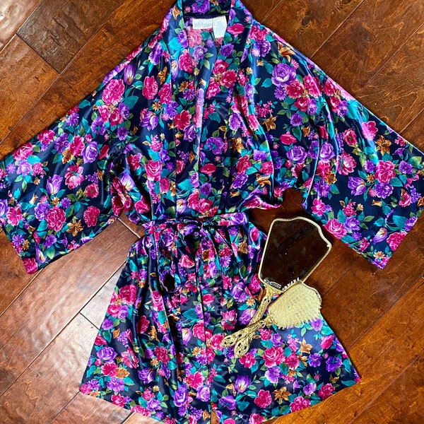 Vintage 90s Adonna Floral Robe | Small