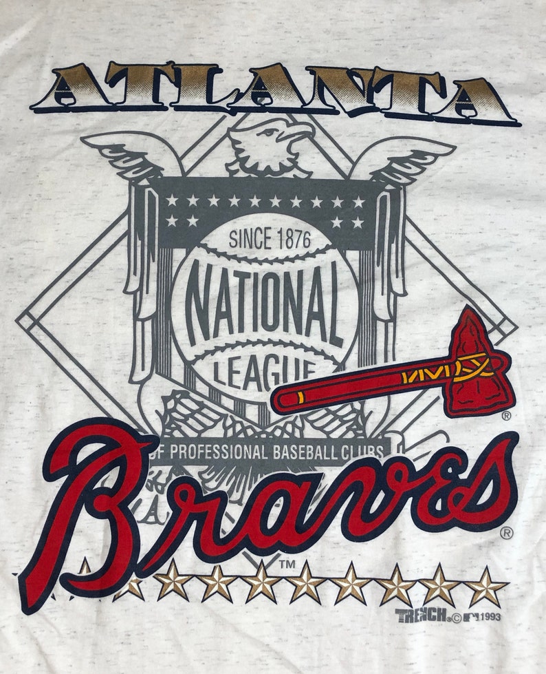Adult Large Vintage 1993 Atlanta Braves T-shirt Hi Lo Hemline DEADSTOCK