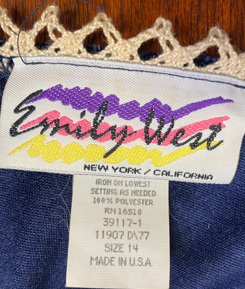 Vintage 90s Emily West Crushed Velvet /& Lace Dress