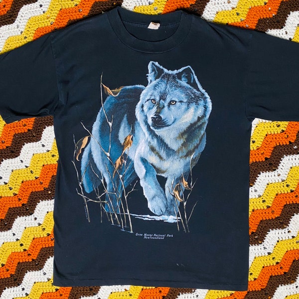 Vintage 1993 Wolf T-Shirt | Gros Morne National Park Newfoundland | Large | Single Stitch