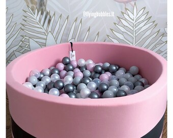 Pink ball pit with ribbon - 40x100 340 pcs. Balls, pink baby girl ball pit