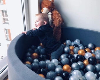 Dark grey 40x100 ball pit with 340 balls - toddlers ball pit