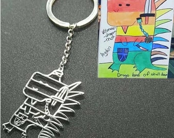 Text Artwork ENGRAVED Christmas Gift Metal Personalised Keyring Keychain PHOTO