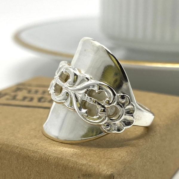 Solid Silver Spoon Ring, Norwegian, Norway, Scandinavian, Brodrene Lohne, 830 silver, recycled, upcycled, silverware, flatware